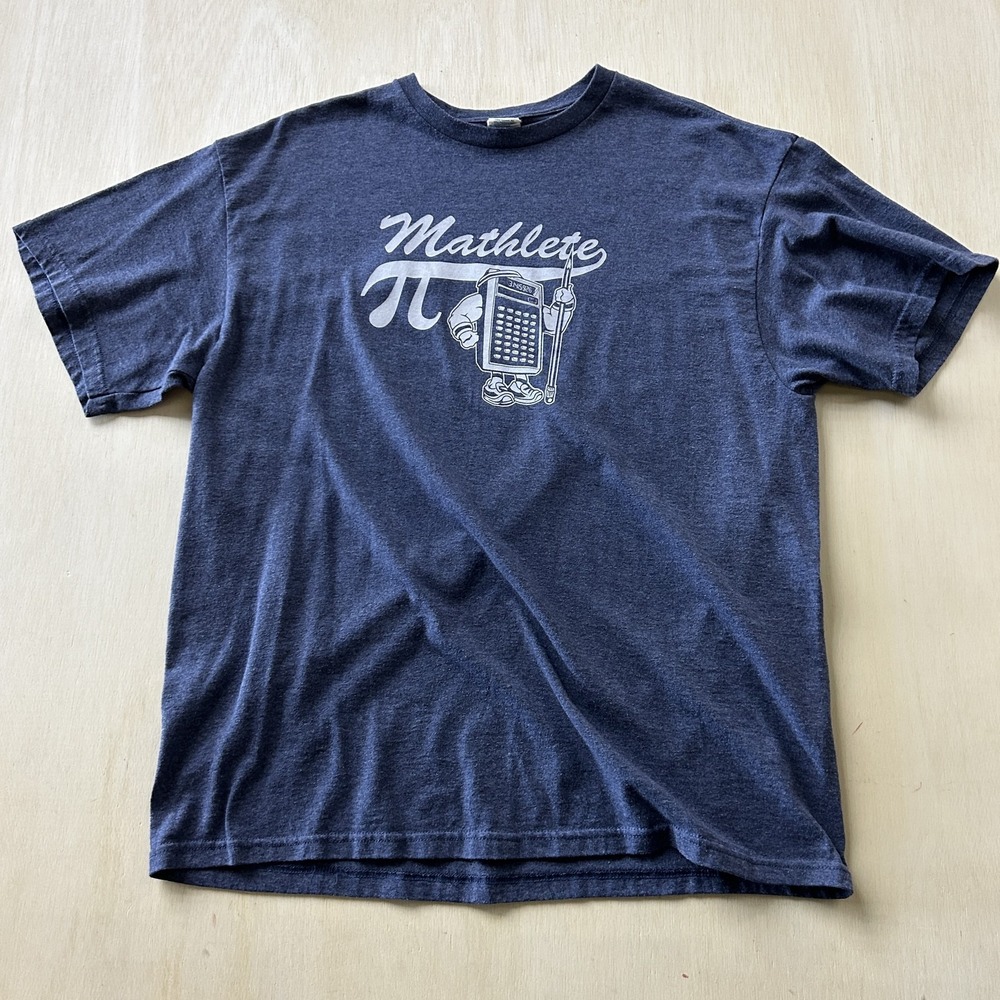 Y2K Mathlete Pi Pro Weight Shirt Mens XL Blue Calculator Geek Math Tee T-Shirt